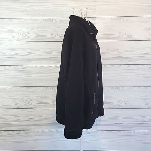 Karen Scott black sherpa fleece black zip front jacket Size M - Picture 4 of 10